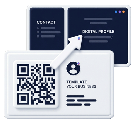Business card QR code template connected to a digital profile