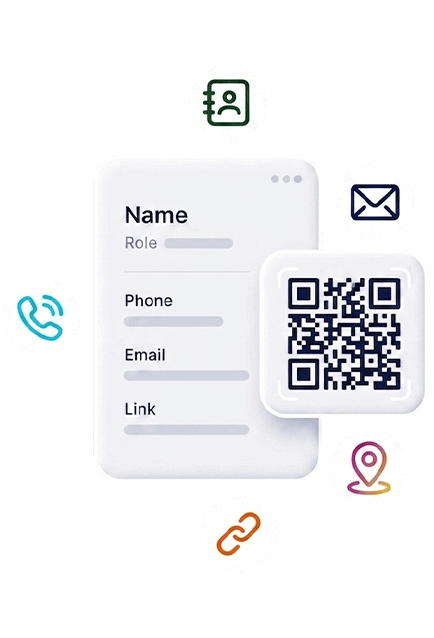 Digital business card with QR code and online contact page
